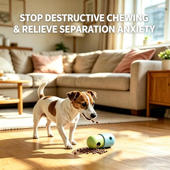 Interactive Dog Treat Dispenser Toy - Slow Feeder Puzzle Chew Toy for Teeth Cleaning, Pet Enrichment Toy for Dogs & Cats, Food-Safe Durable Design, Encourages Natural Foraging Skills