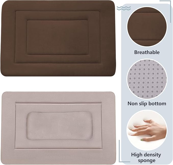 Dog Bed Soft Dog Crate Bed Pad Mat, 48 in Non Slip Bottom Washable Beds for Extra Large Dogs, Pet Bed Mattress Kennel Pad, Dark Brown