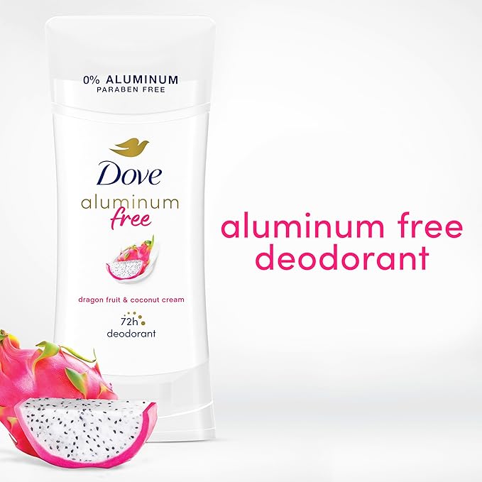 Dove Aluminum Free Deodorant for Women 3 Pack Dragon Fruit & Coconut Cream 72 hour odor protection 2.6oz