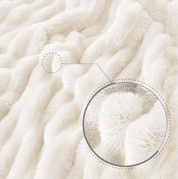 Exclusivo Mezcla Striped King Size Fleece Blanket for Bed, Couch, 90"x104" | Soft Breathable Cozy Bed Blankets, Lightweight Plush Fluffy Fuzzy Jacquard Decorative Blankets