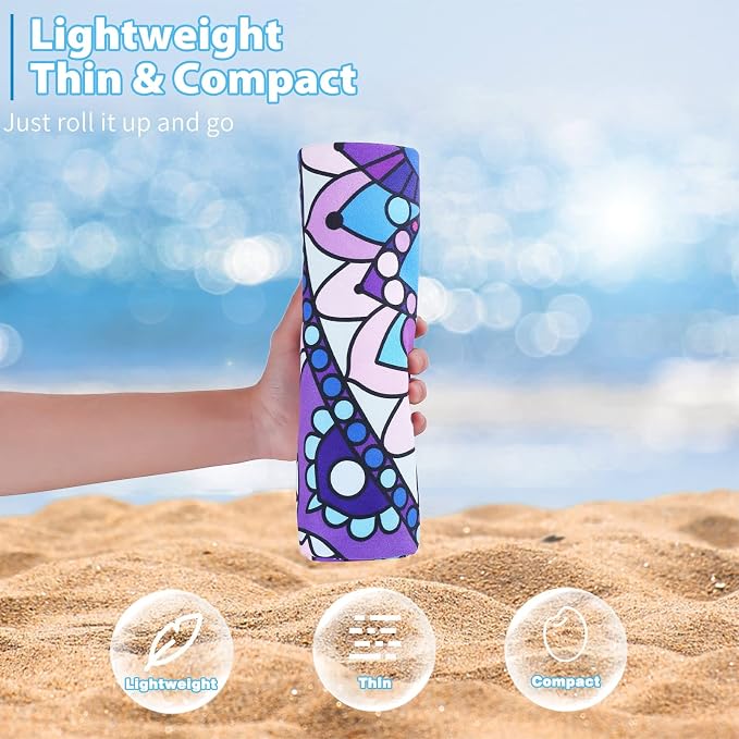 TwoYek Microfiber Sand Free Beach Towel Thin Quick Dry Super Absorbent Oversized Large Lightweight Towels for Travel Sports Pool Swimming Bath Camping Yoga Girls Women Adults