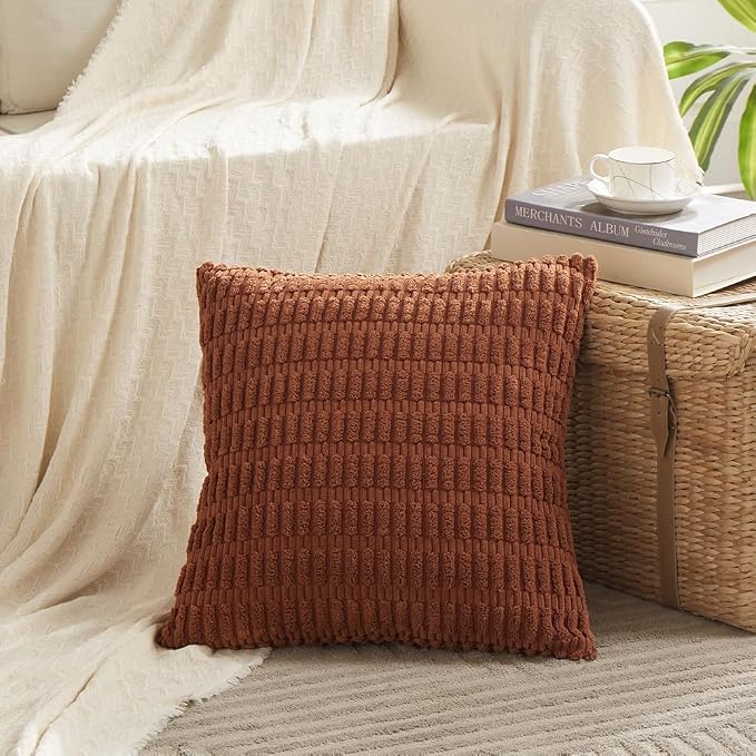 Fancy Homi 4 Packs Decorative Throw Pillow Covers for Living Room Couch Bed, Modern Farmhouse Boho Home Décor Accent Cushion Case, 20" x 20", Rust
