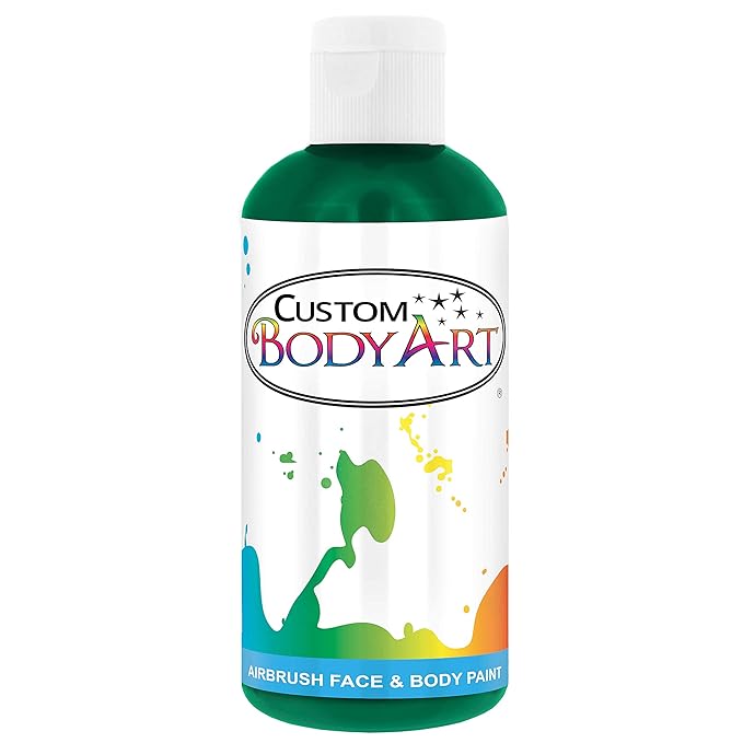 Custom Body Art 8 oz Emerald Water-Based Air Brush Paint for Skin - Face & Body Airbrush Paint for Halloween, Cosplay, Theatrical Makeup & Temporary Tattoos