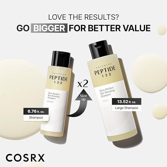 COSRX PEPTIDE 132 Hair Bonding Shampoo - Daily Scalp Treatment for Dandruff, Repairs & Strengthens All Dry and Damaged Hair Types - 13.52 fl oz