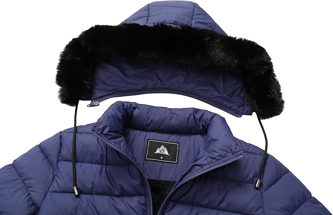 GOLDLADIES Women's Waterproof Long Down Jacket,Warm Winter Hooded Puffer Coat Thickened for Hiking Outdoor