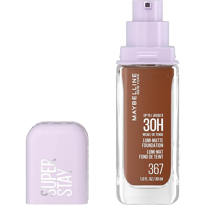 Maybelline Super Stay Lumi-Matte Foundation, Lightweight and Buildable Full Coverage Foundation Makeup For Up To 30HR Wear, 367, 1 Count