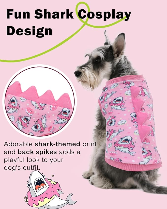CuteBone Dinosaur Costume Dog Shirt, Stretchy Velvet T-Shirt Clothes for Small Dogs, Soft & Breathable Pet Tee Outfit Cat Apparel for Daily Wear, Cozy Pullover Design Puppy Fashion COSBX05XS