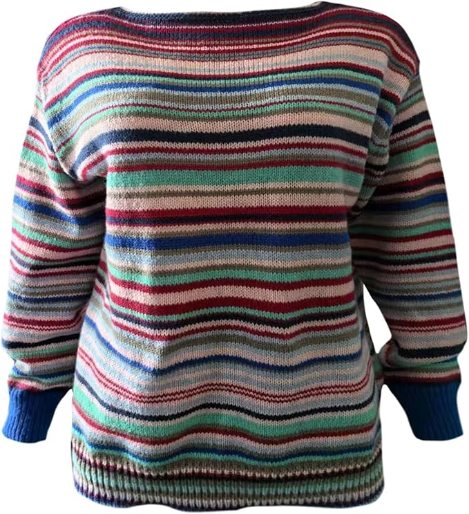 Zhyaj Fair Isle Sweater for Womens Winter Long Sleeve Vintage Knitted Sweater Casual Fall Crew Neck Pullover Sweaters