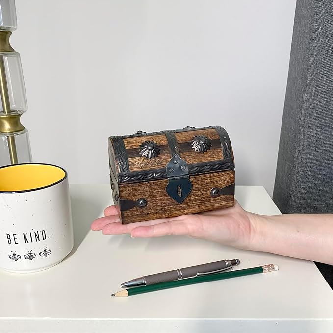 Treasure Chest Keepsake and Jewelry Box Wood - Decorative Treasure Box