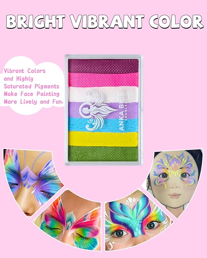 Anka Bella Professional Water Activated Rainbow Cake Face Paint（Moonlight Dance）50gm,Hypoallergenic, Non-Toxic,Face Body Painting Makeup