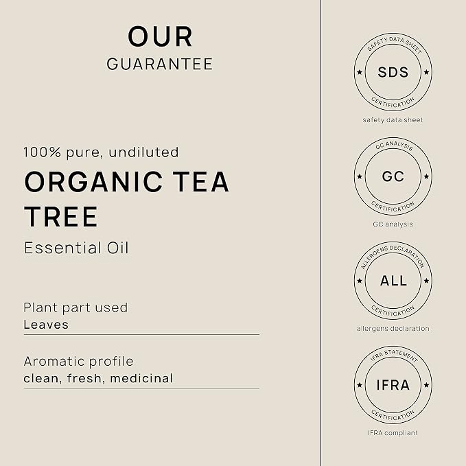 VINEVIDA Organic Tea Tree Essential Oil 32 oz - Undiluted Candle Scent DIY Scents for Candlemaking Bulk