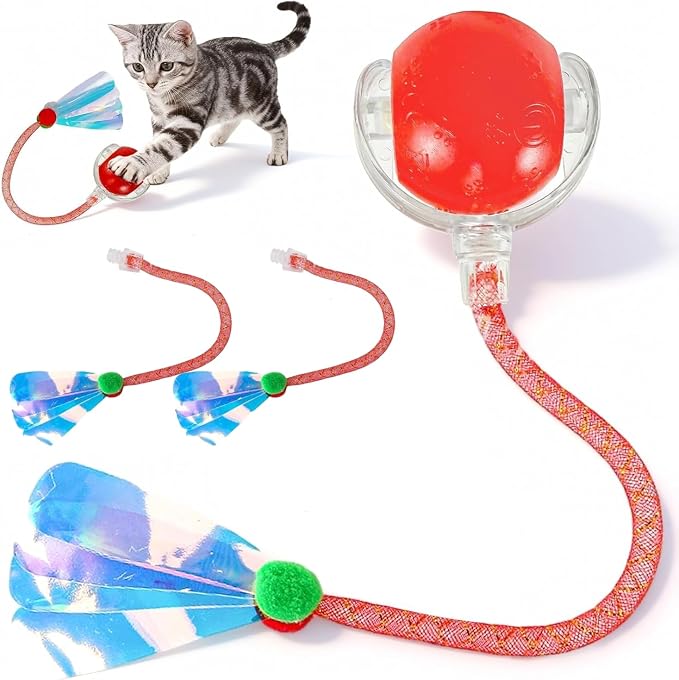 Rocfish Durable Interactive Cat Toys for Indoor Cats (red, 03)