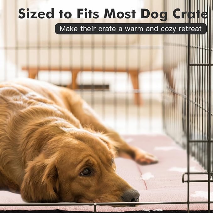 Mora Pets Dog Crate Pad Washable Puppy Dog Bed for Crate Flat Kennel Mat | Soft Dog Cat Bed Mat, Crate Pad for Dog Cages Cozy Sleeping Liner, Pet Pillow Cushion Medium Cute Star Anti Slip pink 30 x 19
