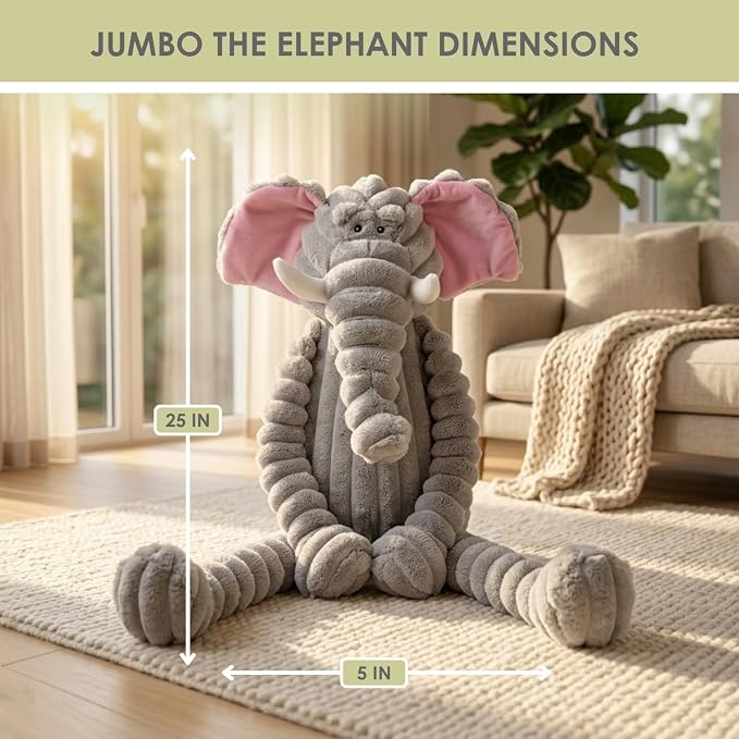 NANDOG My BFF Jumbo The Elephant Dog Toy XL, Large Soft Squeaky Toys