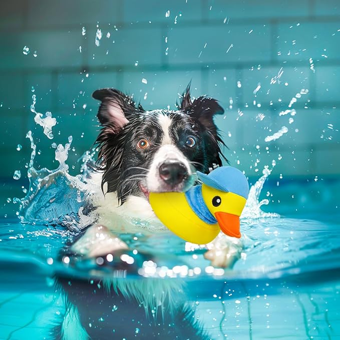 Squeaky Dog Toys, Floating Dog Toys for Indoor or Outward Play, Interactive Dog Gifts for Small and Medium Dogs - Yellow Duck