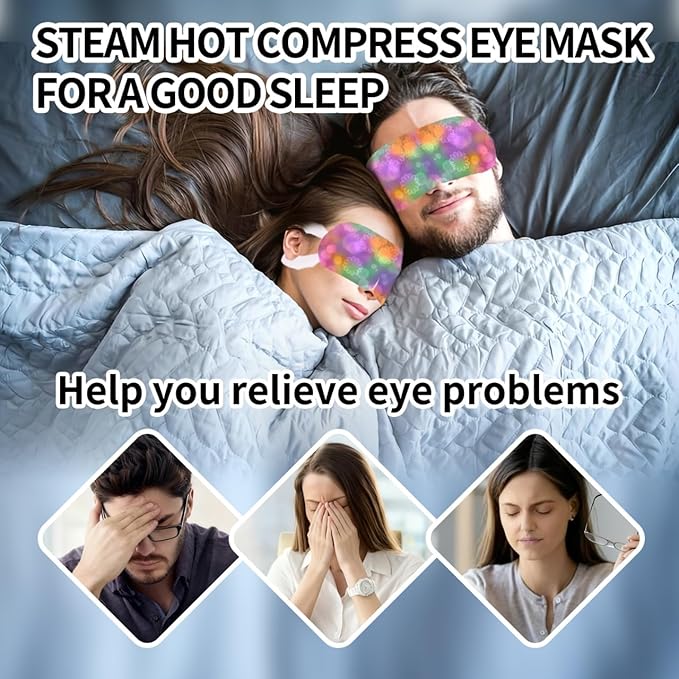 Steam Eye Mask, 48 Packs Unscented Heated Compress Eye Mask for Dry Eyes, Disposable Self Heating Sleeping Warm Eye Patch Help for Dark Circles, Puffy Eyes, Relief Stress Eye Fatigue(New)