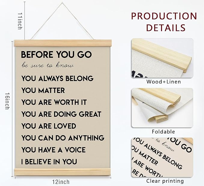 Positive Affirmations Inspirational Classroom Nursery Wall Art Decor, 12x16 | Mental Health Therapist Calming Teacher Nurse Wall Art for Office,Door Decor for Office Classroom Kids Teen Room,Wood Posters