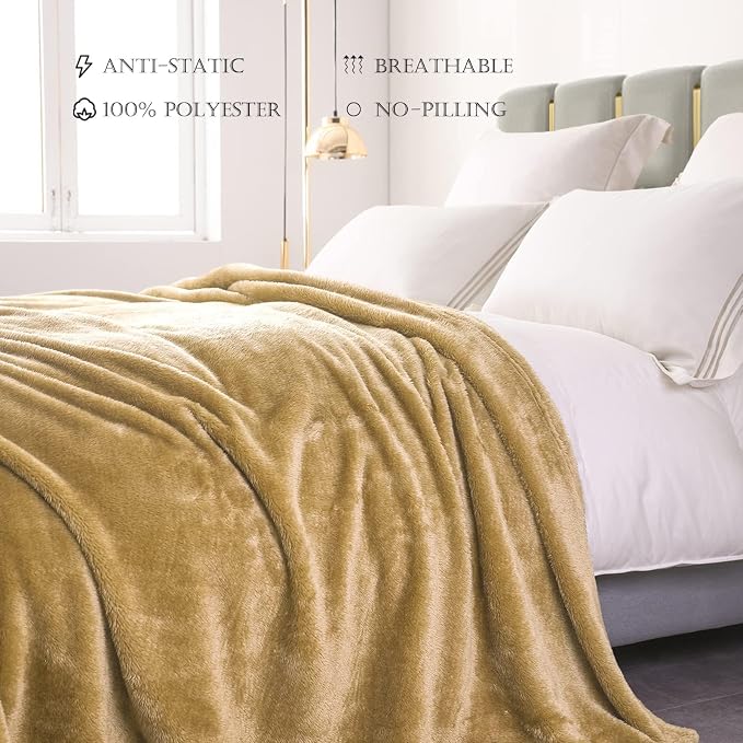 Exclusivo Mezcla Fuzzy Plush Fleece Bed Blanket King Size, Brown | 104x90 Inches, Super Soft and Cozy Bed Blanket, Fluffy Decorative Bedding for Livingroom, Bedroom, All Season