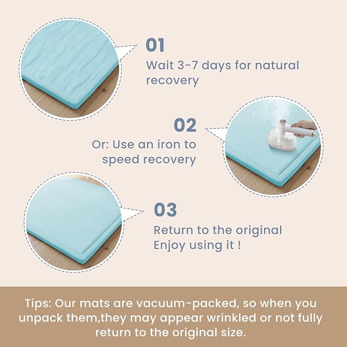 ACOMOPACK Baby Play Mat for Floor 1.3" Thick Memory Foam Play Mat 39"×59" Tummy Time Crawling with Non-slip Bottom for Living Room,Nursery,Soft Velvet Playpen Mats for Kids,Infants（Light Blue）