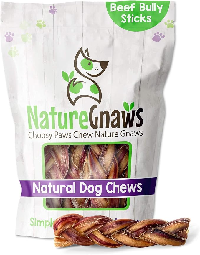 Nature Gnaws Braided Bully Sticks 5-6" for Small Dogs, 3 Count