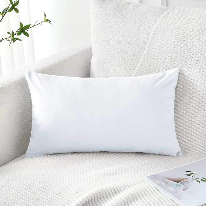 Artscope Set of 1 Luxury Velvet Pillow Covers ONLY Cover Decorative Rectangle Pillowcases Soft Solid Cushion Cases for Couch Sofa Bedroom Car Decor 12x20 Inch White (ONLY Cover)
