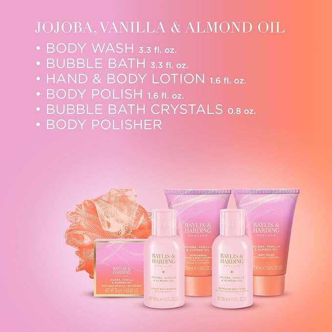 Baylis & Harding Jojoba, Vanilla & Almond Oil Luxury Pamper Present Gift Set - Vegan Friendly