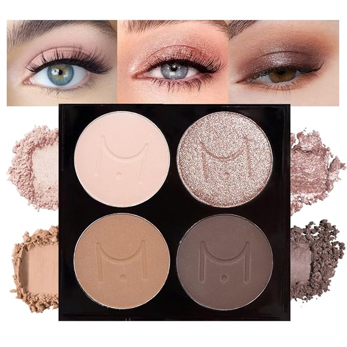 Eye Shadow Palette, Bright Nude Champagne Gold Light Dark Brown Eyeshadow Makeup, Vibrant Color Array Eyeshadow Palette, Matte & Shimmer Finishes, Long Lasting Waterproof, Incl. Built-In Mirror.