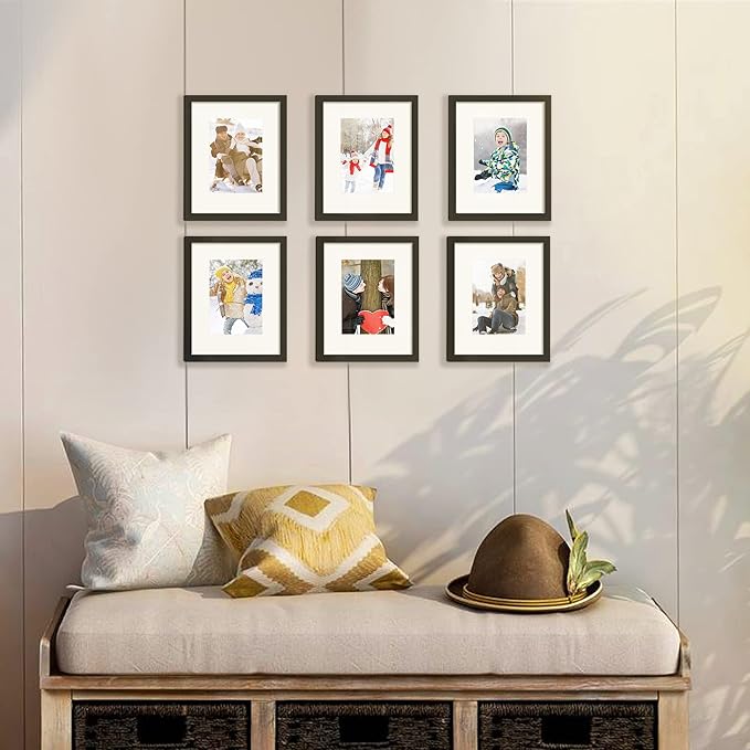 upsimples 8x10 Picture Frames, Gallery Wall Frames Set of 5, Black | Photo Frame Collage Wall Decor, 8 x 10 Frame, 5x7 Frame with Mat for Family, Baby, Hallway, Christmas
