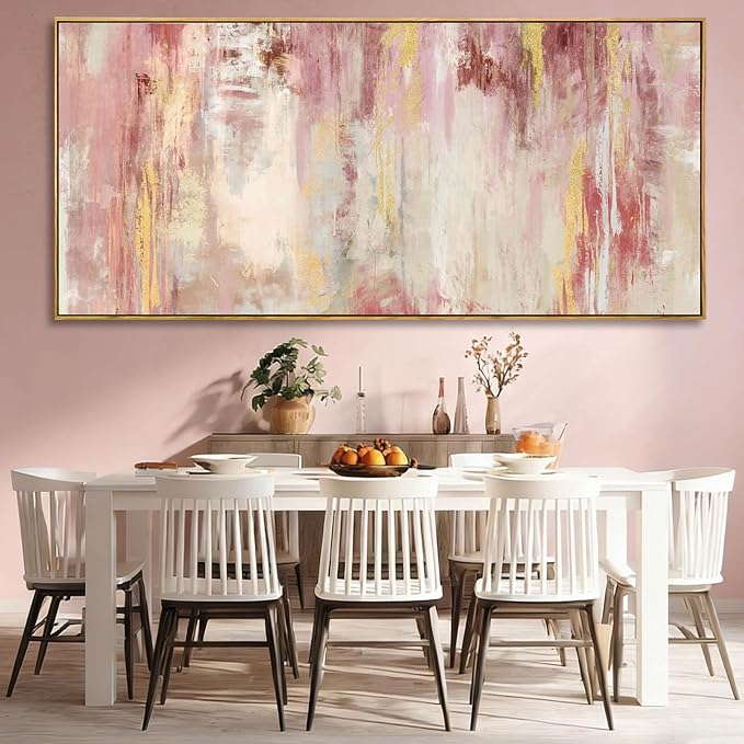 SOUGUAN Pink Wood Wall Decor Abstract Wall Art Modern Posters 40"x86" Pictures for Living Room Office Artwork Bedroom Decorations