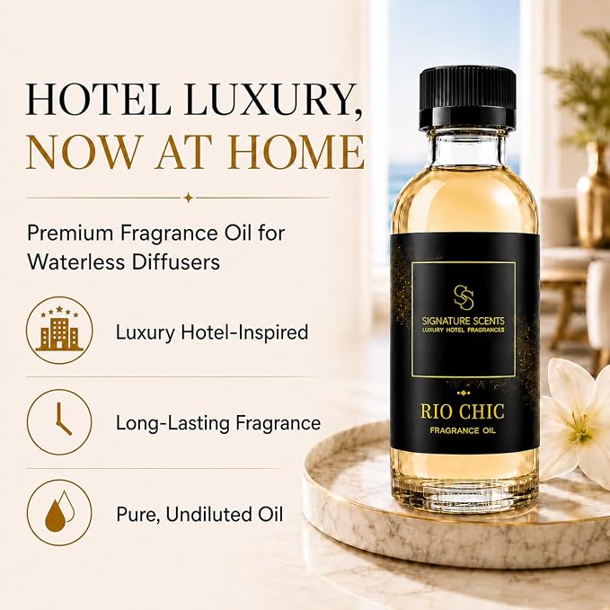 Luxury Hotel Diffuser Oil for Hotels and Homes - Aromatherapy Oils for use with an Essential Oil Diffuser at Home - Fragrance-Scent Diffuser Oil Blend (Rio Chic) 4.05fl oz (120ml)