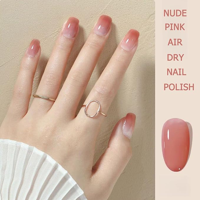 Air Dry Nude Pink Gel Nail Polish for Women and Girls - Pastel, Sheer, Jelly Regular Polish - 14ML