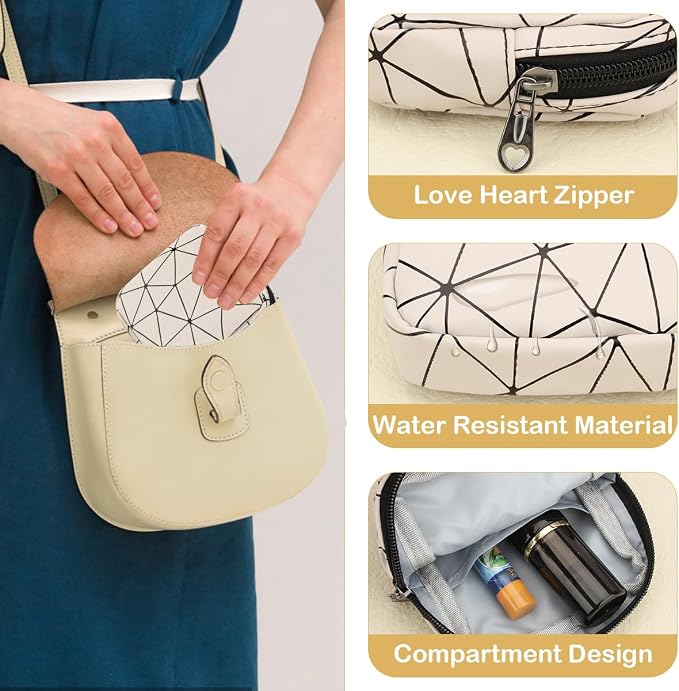 Sanitary Napkin Storage Bag, Menstrual Cup Pouch Nursing Pad Holder Tampon Bags Feminine Product Pouches Portable Period Kit Bag for Girls Women Ladies (Beige)