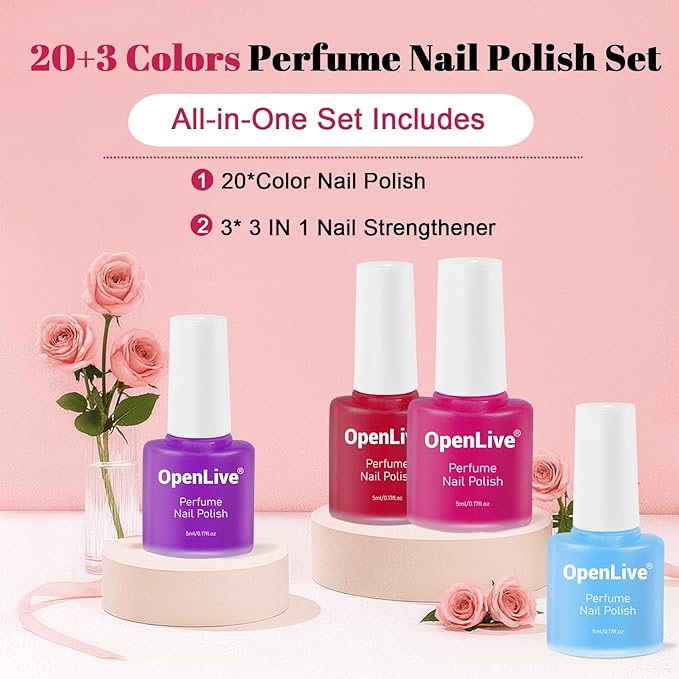 20 Color Perfume Nail Polish Set Red, Pink, Pueple and Green Quick Drying Nail Polish Set for Women Salon DIY Nail Art