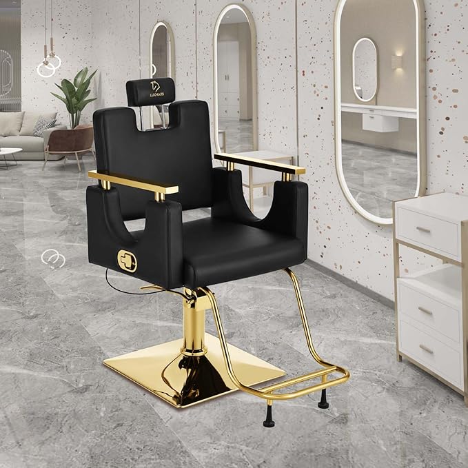 Heavy Duty Barber Chair, 360° Swivel Reclining Salon Chair for Hair Stylist, Height Adjustable Hydraulic Hairdressing Chair with Footrest for Barber Shop, Beauty Salon, Hairdressers