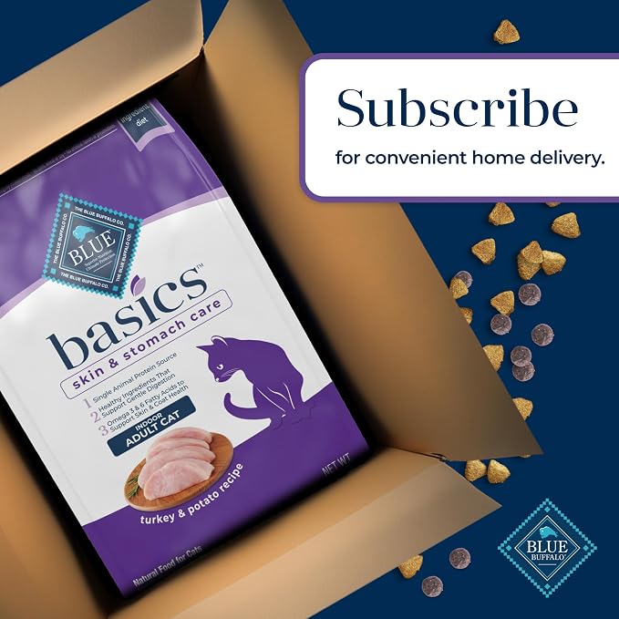 Blue Buffalo Basics Turkey Grain-Free Dry Cat Food, 5 lb | Skin & Stomach Care, Real Turkey #1 Ingredient, Limited Ingredient Diet, Antioxidant-Rich LifeSource Bits, Skin & Coat Health