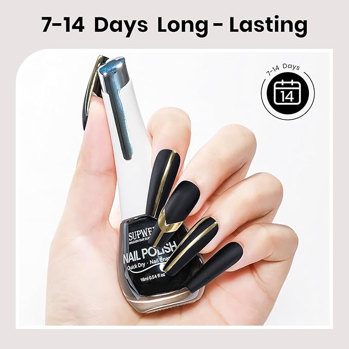 Black Nail Polish Quick Dry Nail Polish Fall Colors Matte Effect, Fast Drying Regular Nailpolish, Air Drying, Lacquer, Oil-based, Air Dry, Vegan, Fast Drying, Streak, Long Lasting
