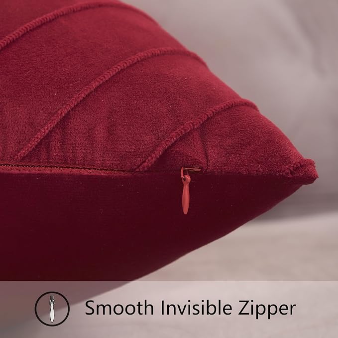 Velvet Throw Pillow Covers 22x22 inch Pack of 2 Gold Decor Red