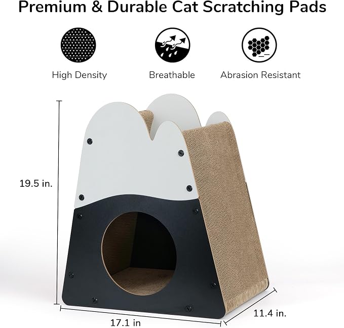 FUKUMARU Cardboard Cat Scratcher, 19.5 Inch Cat Scratching House Indoor | Mountain Shape Vertical Cat Scratcher, Durable Cat Scrathing Pad Board, Kitten Scratching Post for Large Cat, Safe & Secure