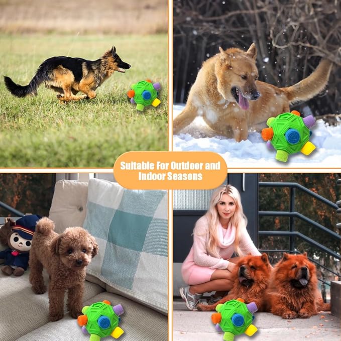 Dog Snuffle Ball-Interactive Puzzle Dog Toys Encourage Natural Foraging Skills Slow Feeder for Training and Stress Relief, Cloth Strip Hiding Food Dog Toys with Squeaky Carrot Toy for Any Size
