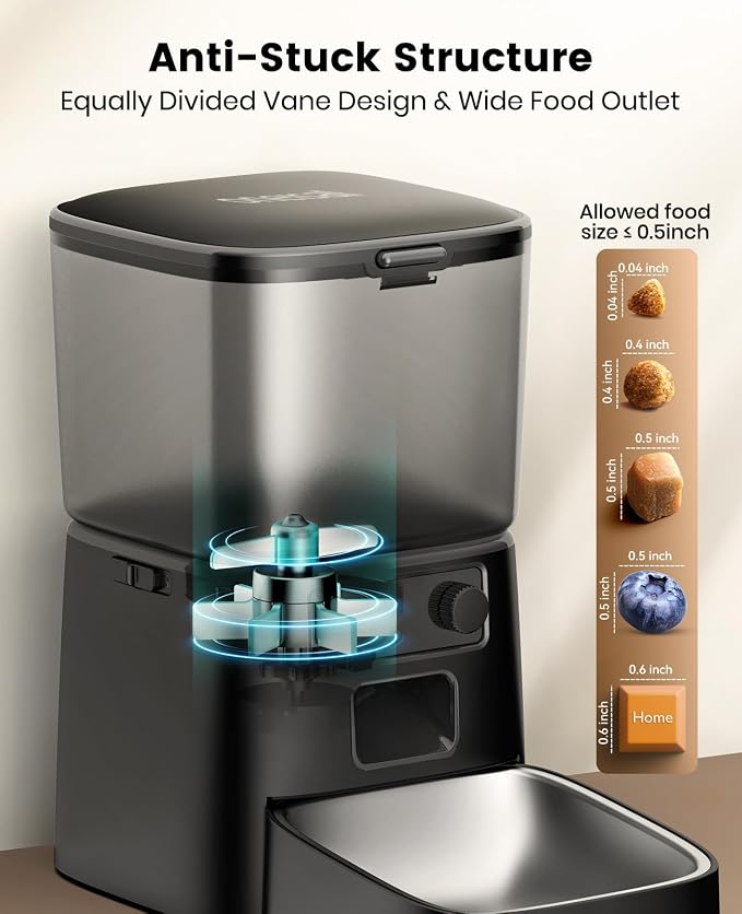 oneisall 2.4 GHz Wi-Fi Automatic Cat Feeder, 3.5L/15 Cups | Timed Meals, Feed Now, Feeding Logs, Slow Feed, Precise Portion, Dual Power Backup, Family Share, Stainless Steel Bowl
