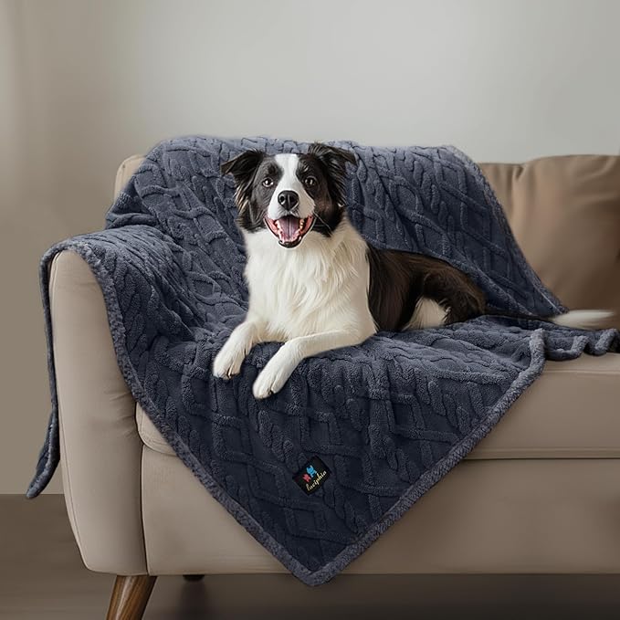 Luciphia Waterproof Dog Blanket, Reversible Sherpa Fleece for Couch Cover | Reversible waterproof pet blanket soft fleece machine washable protect couch bed, Dark Grey 40" x 28"