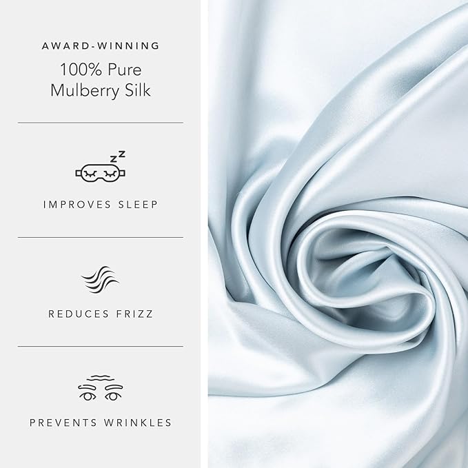 Fishers Finery 25mm 100% Pure Mulberry Silk Pillowcase (Blue King 2 Pack)