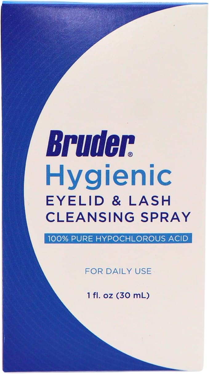 Bruder Hygienic Eyelid Solution Spray - Non-Irritating Pure Hypochlorous in Saline, Calm, Skincare, Daily Use Eyelid and Lash Cleanser, Eye Cleansing Spray (30mL)
