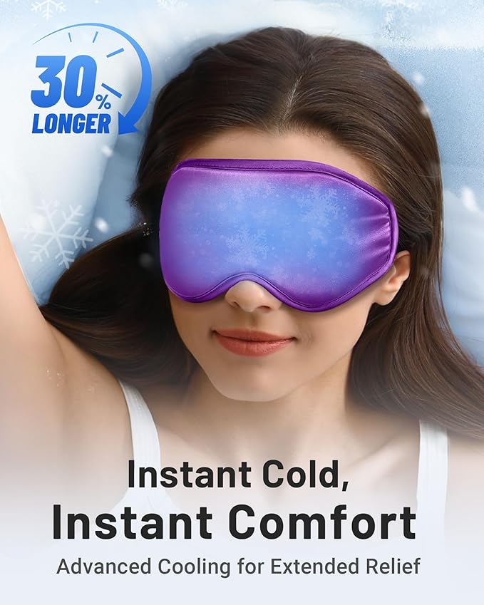 Cooling Eye Mask for Puffy Eyes: Fsa Eligible Items Hsa, Ice Eye Pack for Migraine After Surgery Relief - Reuable Cold Compress for Headache Puffiness - Comfortable Perfect Fit Gel Sleep Mask