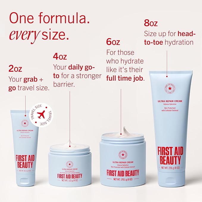 First Aid Beauty - Ultra Repair Cream - Intense Hydration Face & Body Moisturizer - Whipped Colloidal Oatmeal Clinically Proven to Strengthen Skin Barrier in 7 Days - Helps Relieve Eczema, 8 oz