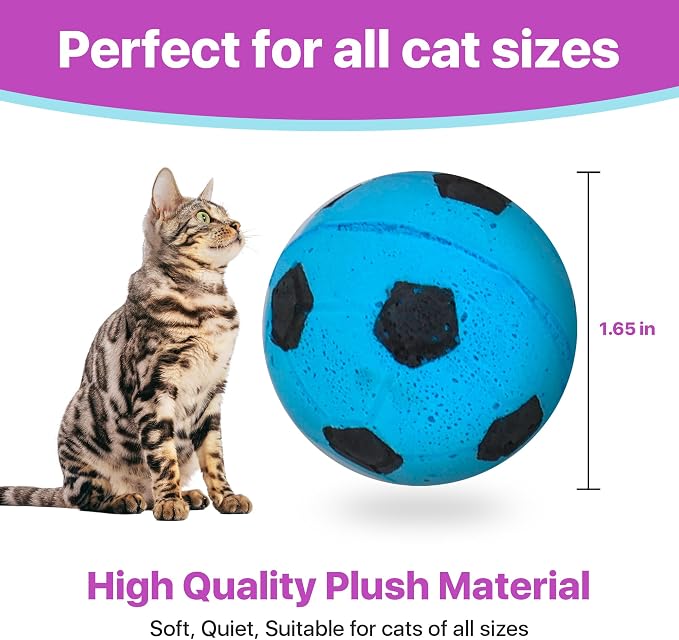 SPOT Sponge Soccer Ball Cat Toys for Cats and Kittens - Interactive and Colorful Plush Toy, Fun to Bat and Chase, Keep Cats Entertained - 1.5" Assorted 4-Pack