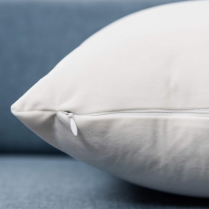 12x20 Lumbar Throw Pillow Covers Set of 2 for Couch Bed Sofa,Cream White | Decorative Soft Velvet Cushion Covers with Invisible Zipper for Living Room Bedroom Home Decor