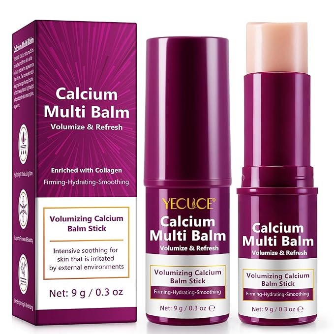 Calcium Multi Balm Stick (2 Pack) - Korean Collagen Moisturizing Cream, Visibly Reduces Wrinkles & Firms Skin, All-in-One Face, Eye & Neck Care for Women & Men, 9g Each