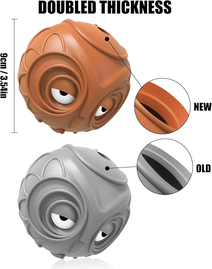 Mewlmart Giggle Ball for Dogs Owl Dog Toys for Aggressive Chewers Medium Large Dogs Fun Gift for Dog Natural Rubber Herding Ball for Dogs Cute Owl Hoot Brown New