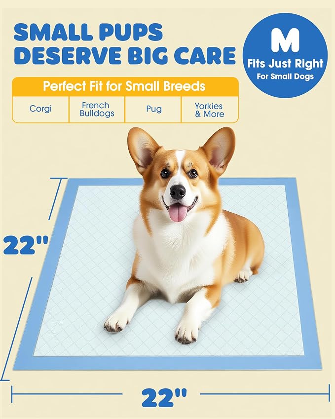 Powools Puppy Pads for Dogs, 22 x 22 in, 6-Layer, Leak-Proof, 150-Pack | Large Pee Pads for Dogs Potty Training, Quick-Dry Design, Wee Wee Pads for Dogs, Puppy Training Pads